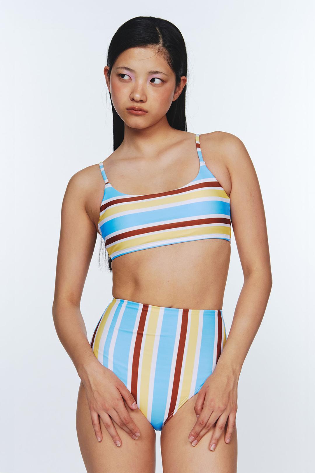 Sunburst Stripe BIKINI Top - Baby Blue