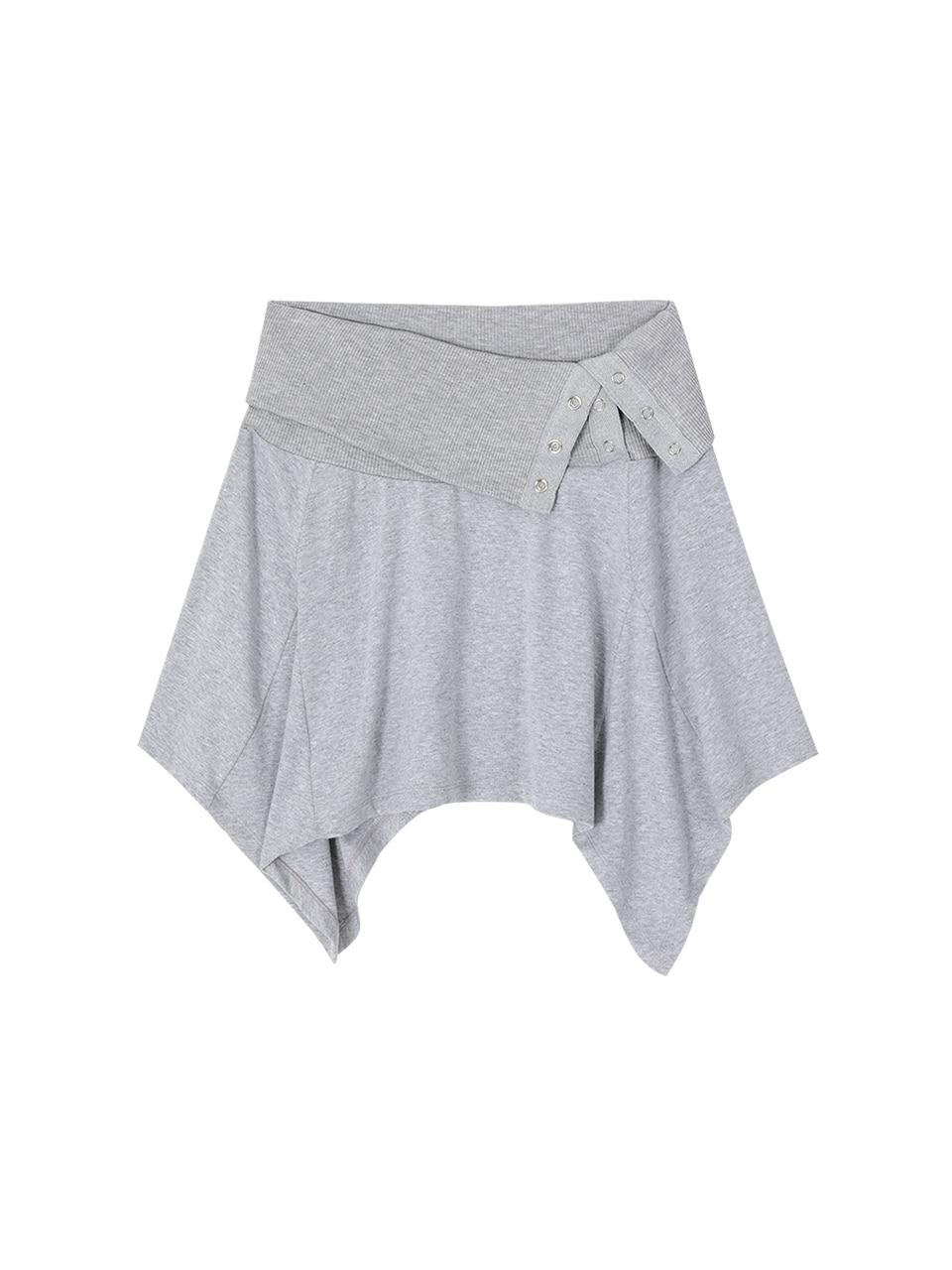 ROLLOVER SNAP FLARED SKIRT_MELANGE GREY