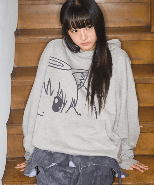 CAT GIRL HOODIE - GRAY