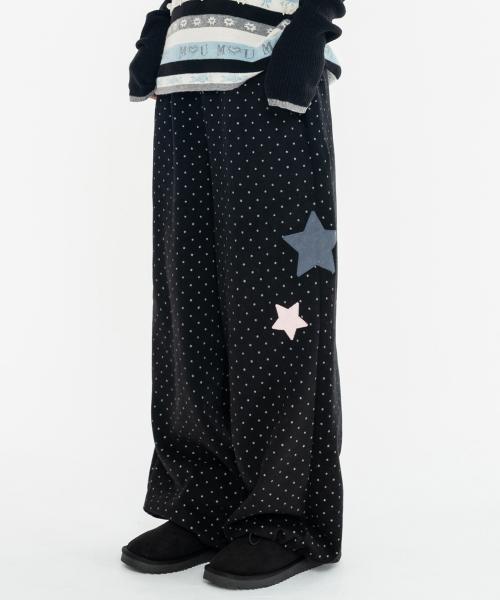 도트 스타 클로버 플리스 팬츠_블랙