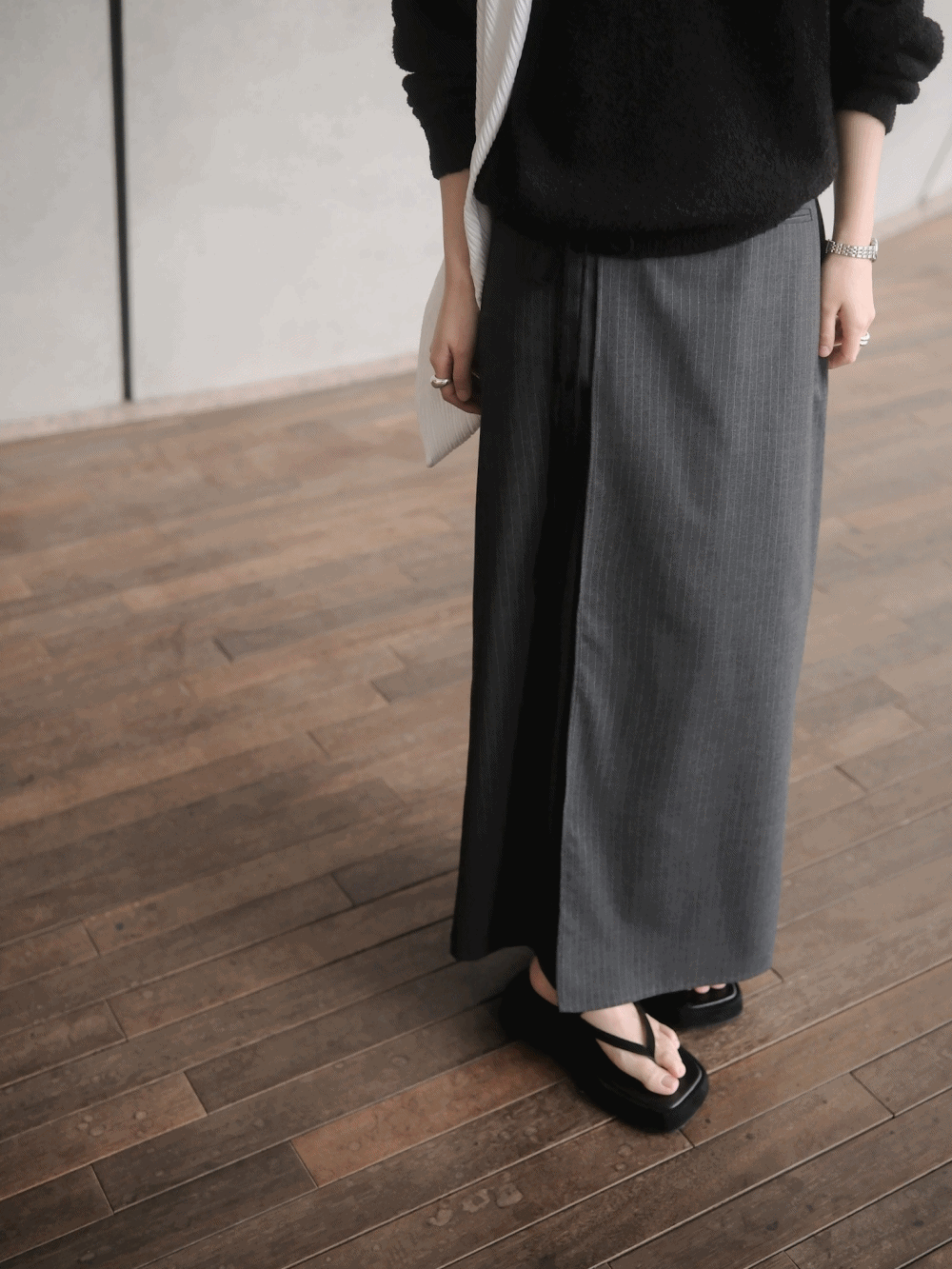 하우투러브미 리시테 스트라이프 랩 스커트_Licite skirt