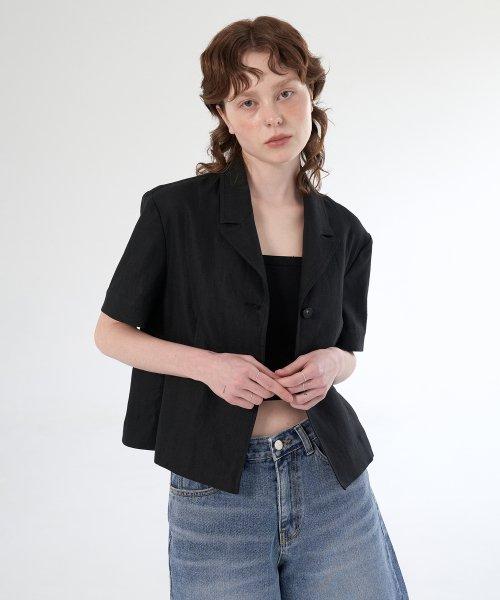 Herringbone Half Jacket Black