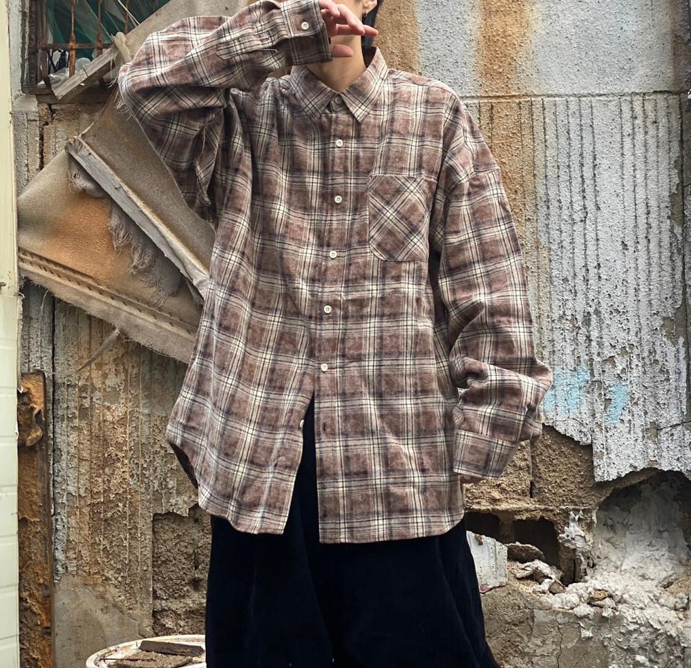 워싱체크셔츠 오버핏셔츠 간절기난방