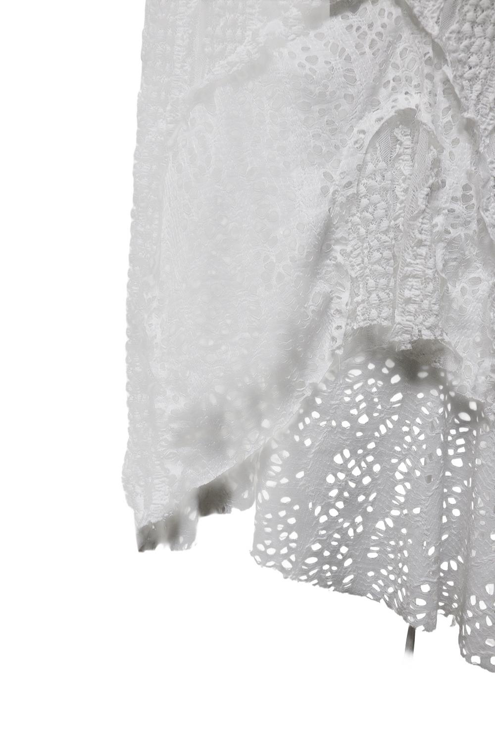 시크윈 [당일출고] FROZEN WHITE TEXTURE UNBALANCED LAYERED LACE WRAP SKIRT 프로즌 화이트 텍스쳐 언발 레이어드 레이스 랩스커트
