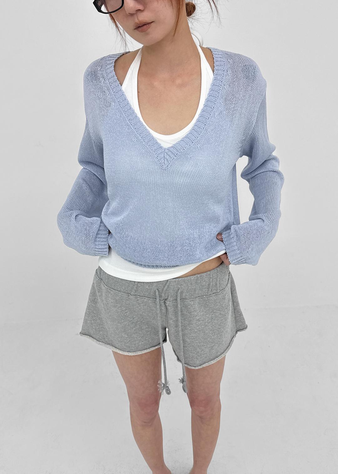 블랙업 제니슈 딥 브이넥 긴팔 니트