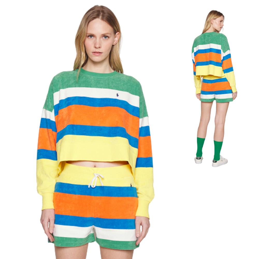 폴로 랄프로렌 여자 벨벳 스웻셔츠 맨투맨 스트라이프 멀티