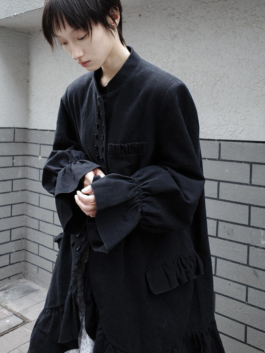 Fog-prone region Black lace midi length jacket