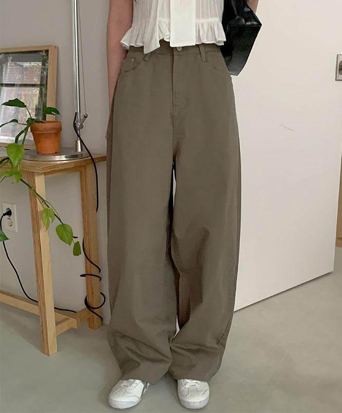 니어웨어 [S/S🌸] 포크 와이드 코튼팬츠 (2color) 와이드팬츠/벌룬핏/면바지/데일리팬츠/