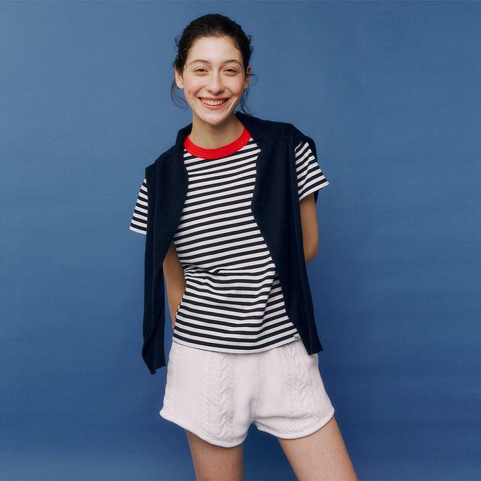 Herringbone Neck T-shirt (Stripe)