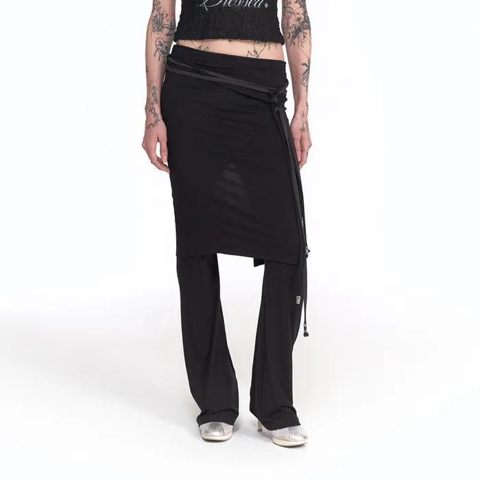 AVA LAYERED SKIRT-PANTS (BLACK)