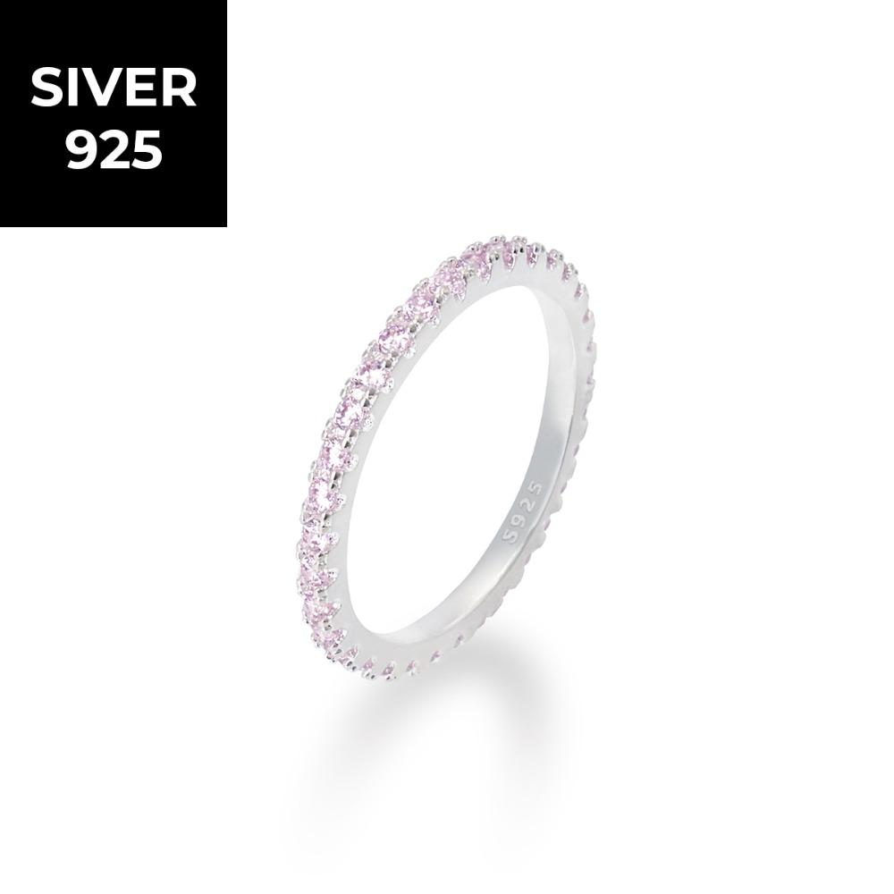 [미래소년 장유빈 착용] [S925] 2MM 핑크 테니스 반지 (실버)