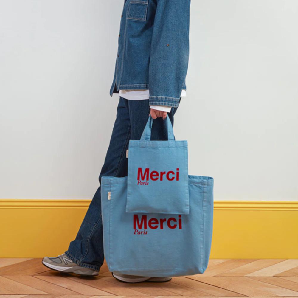 MERCI 메르시 에코백 2024신상 스카이블루/레드 국내배송 파리 정품 (2size)
