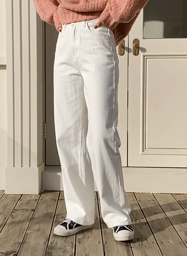 하이웨스트와이드롱면팬츠