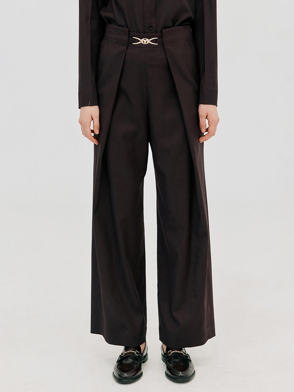 Wide Tuck Pants_Wine
