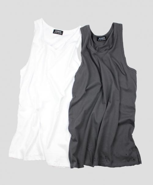 런디에스(RUNDS)  데미지 롱 레이어드 슬리브리스 (화이트/챠콜/블랙) - 사이즈 & 후기 | 무신사