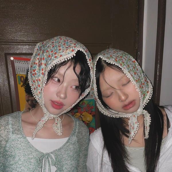 (2color) 플라워 보헤미안 헤어 미니 스카프