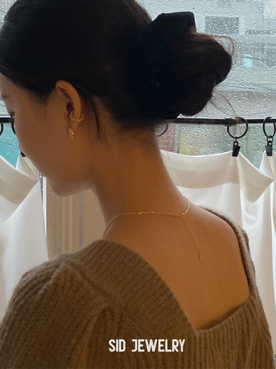 [SILVER925] Gold glitter chain necklace