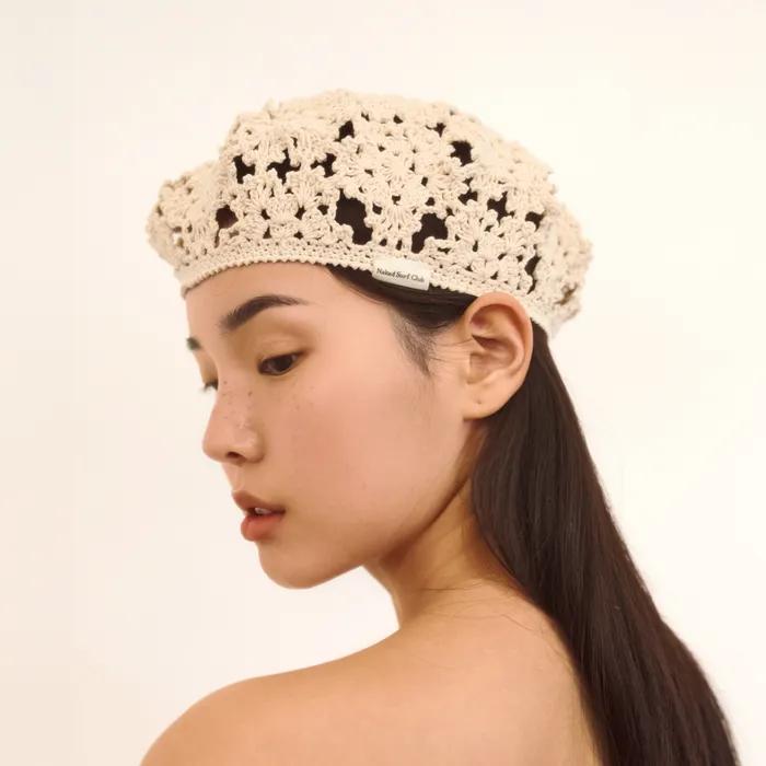 플라워 크로셰 베레모 (Beige)
