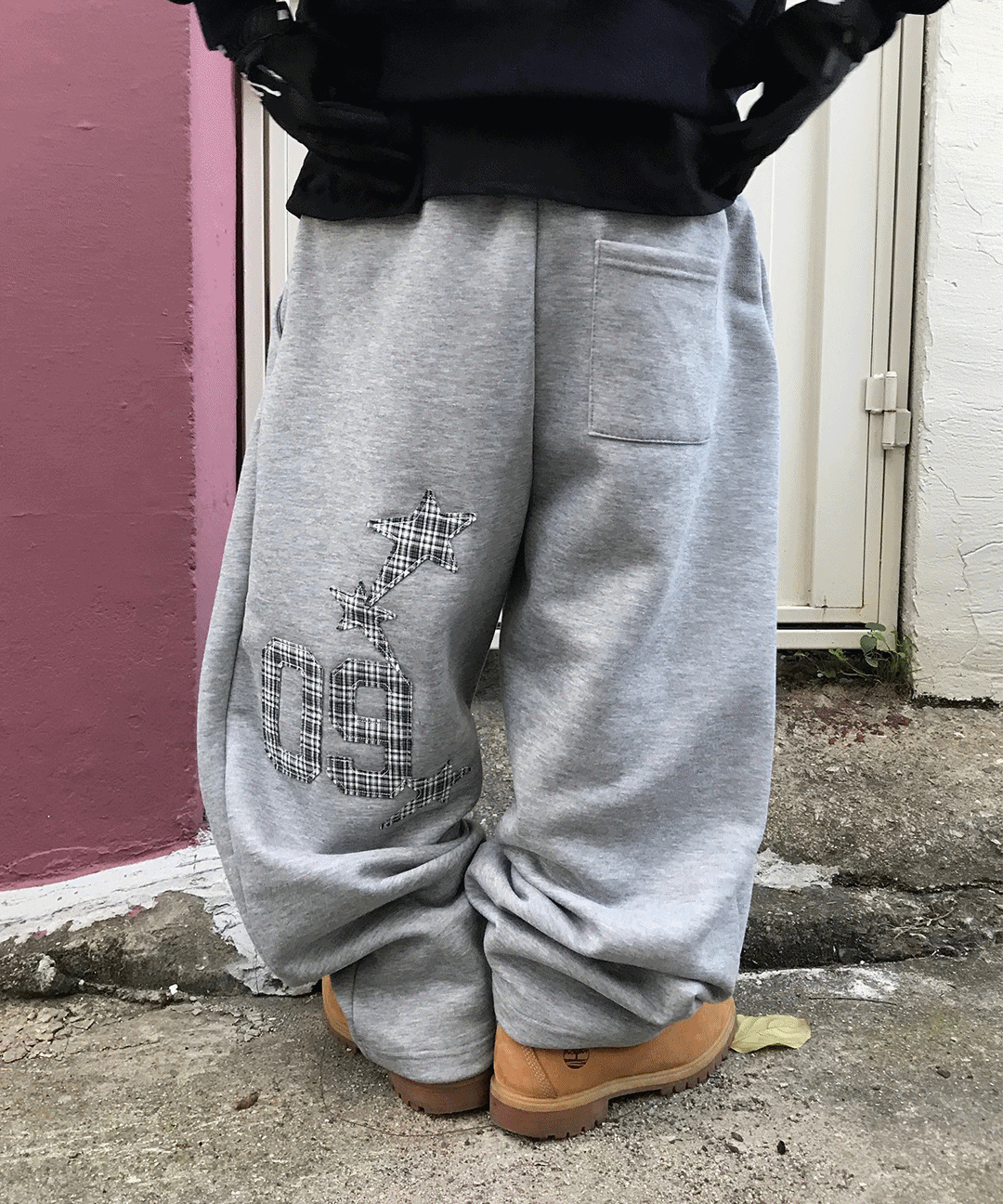 (기모) SG 스타 09 체크 패치 스웻팬츠