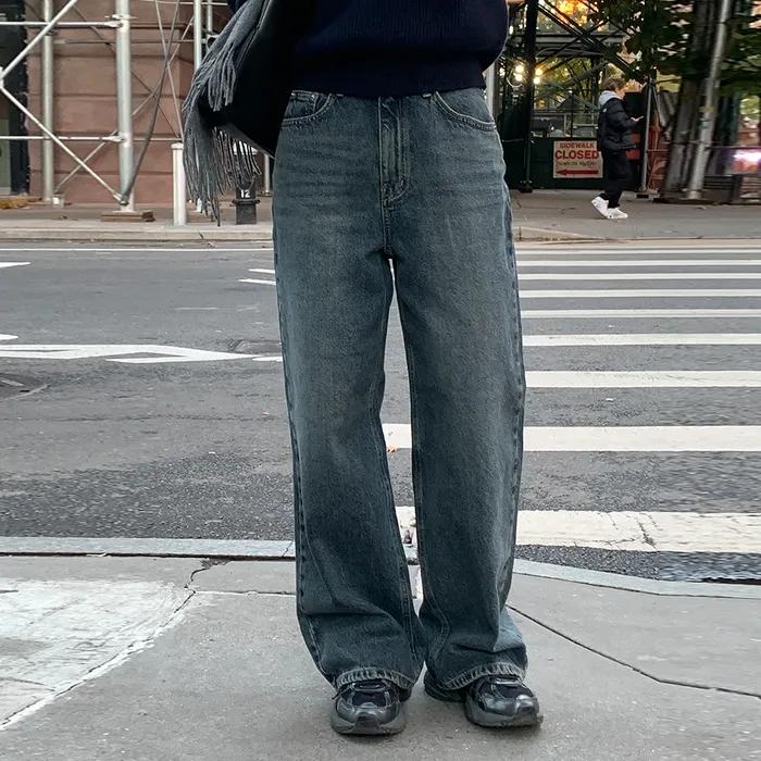 [기장선택] Relaxed washing denim (dark blue)