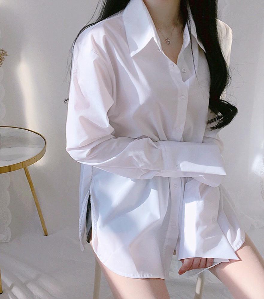 자체제작 제니 루즈핏 롱 면스판 데일리 커프스 셔츠