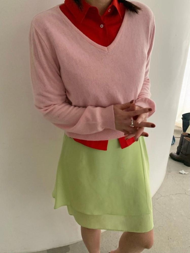 24SS amiment 아미먼트 버니 레이어드 스커트 투피스