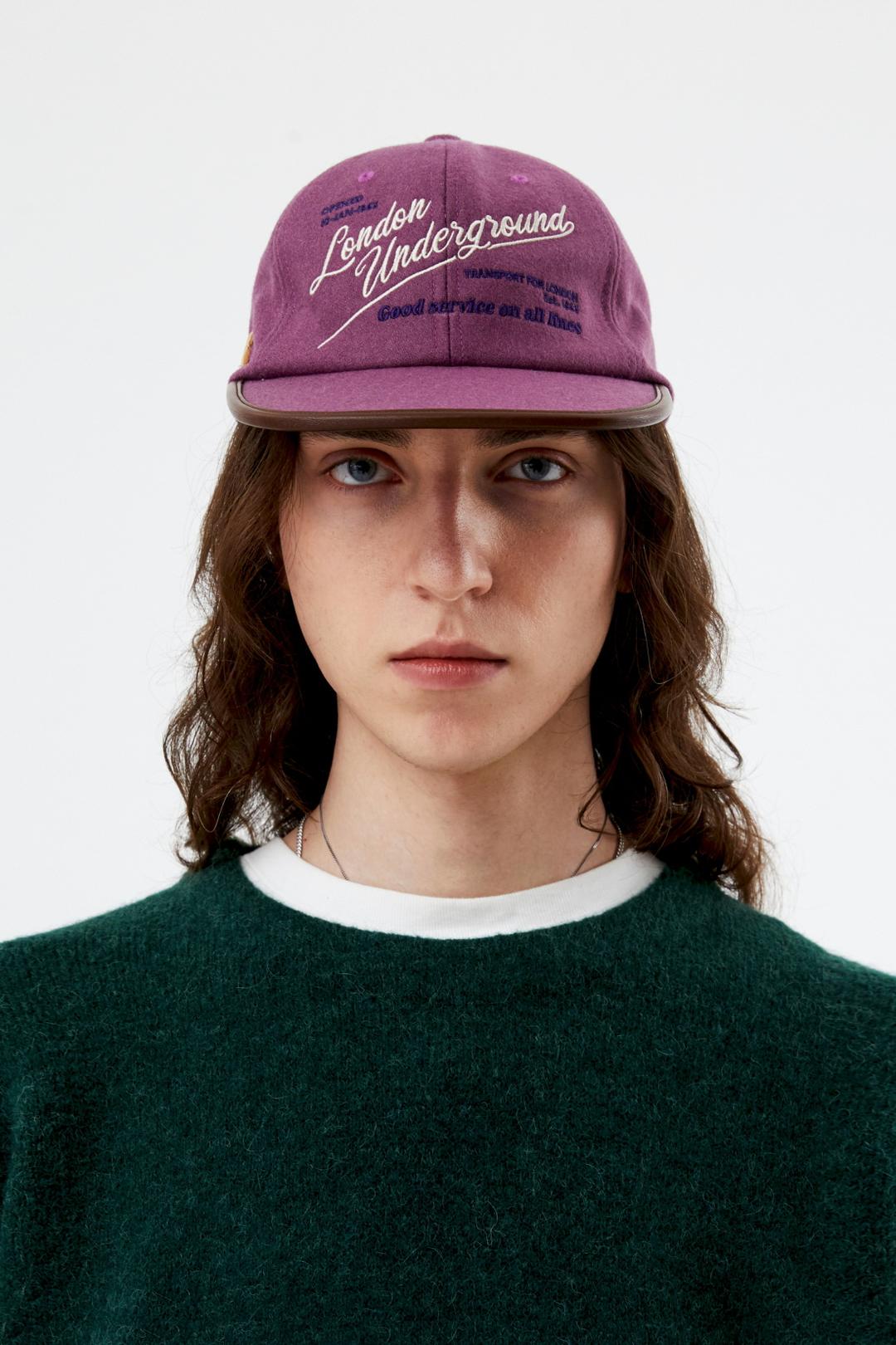 Leather trimming wool cap_Mauve