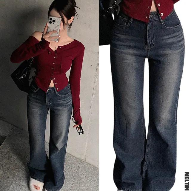 [HIP해!] 코즈 빈티지 워싱 데님 세미와이드 팬츠 가을빈티지 가을팬츠 가을와이드 가을데님 가을옷 가을신상