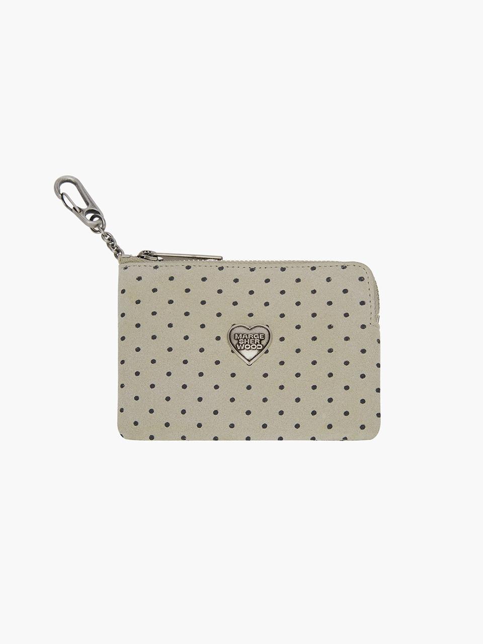 HEART ZIPPER WALLET_SILVER LOGO_blond wood printed suede