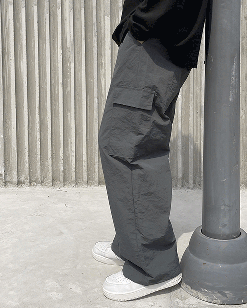 나일론 카고 와이드 트레이닝 팬츠 (3 color)