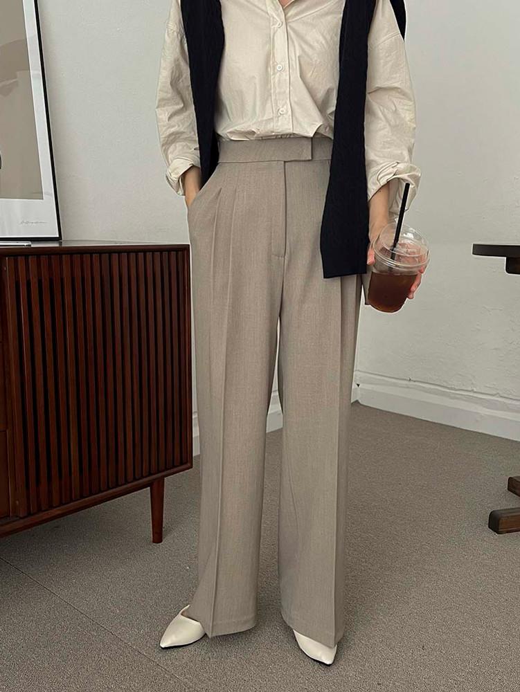 [6천장돌파][leslo]자체제작 키작녀 누아느 와이드 투핀턱 슬랙스 바지