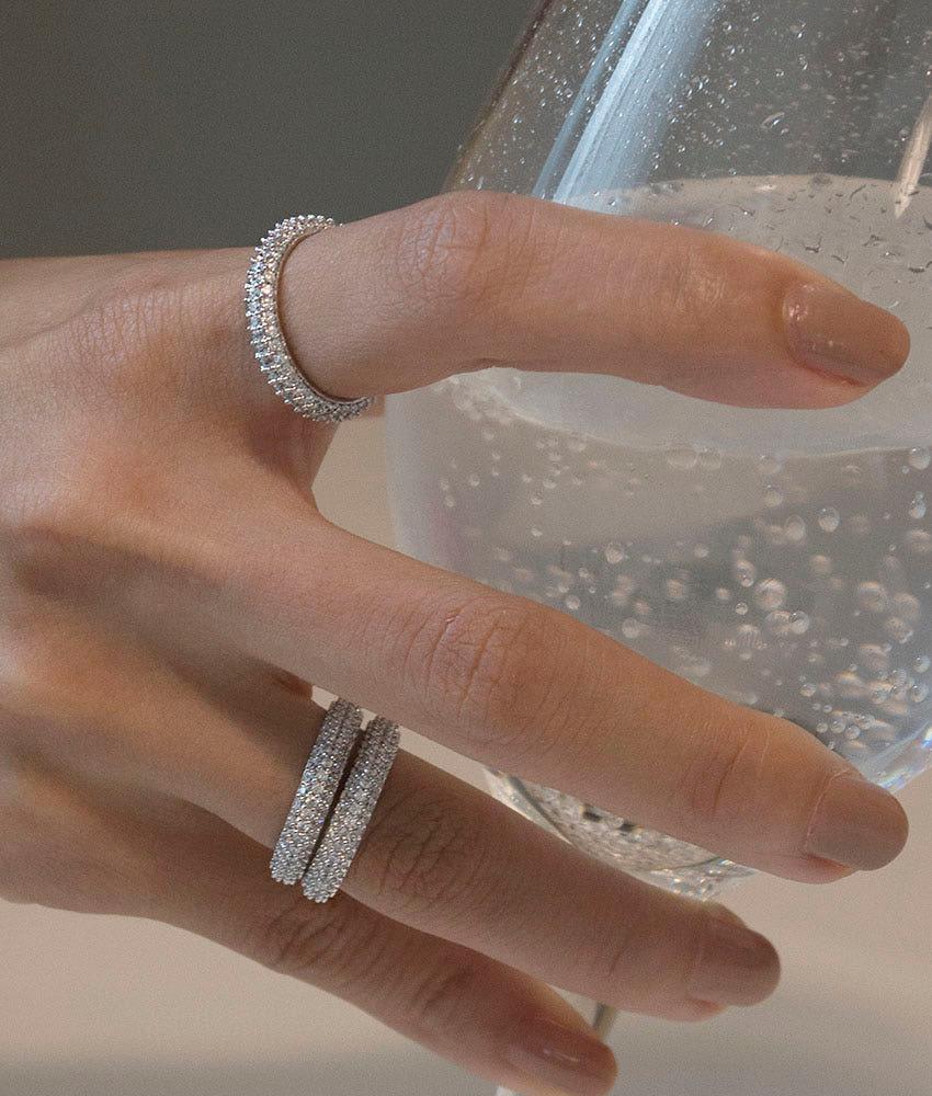 까르노 큐빅 가드링 테니스 반지 레이어드링