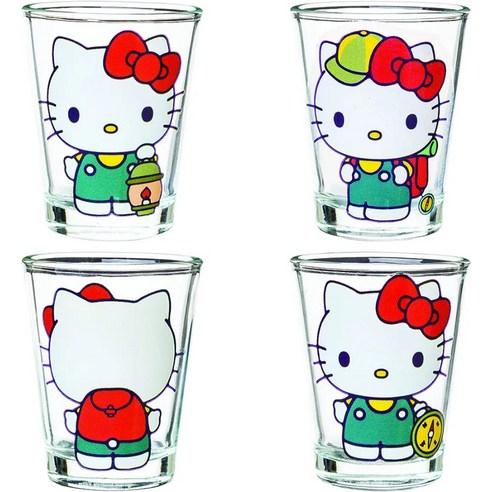 실버 버팔로 헬로 키티 캠핑팩 미니 글라스 세트 유리잔, Hello Kitty Garden