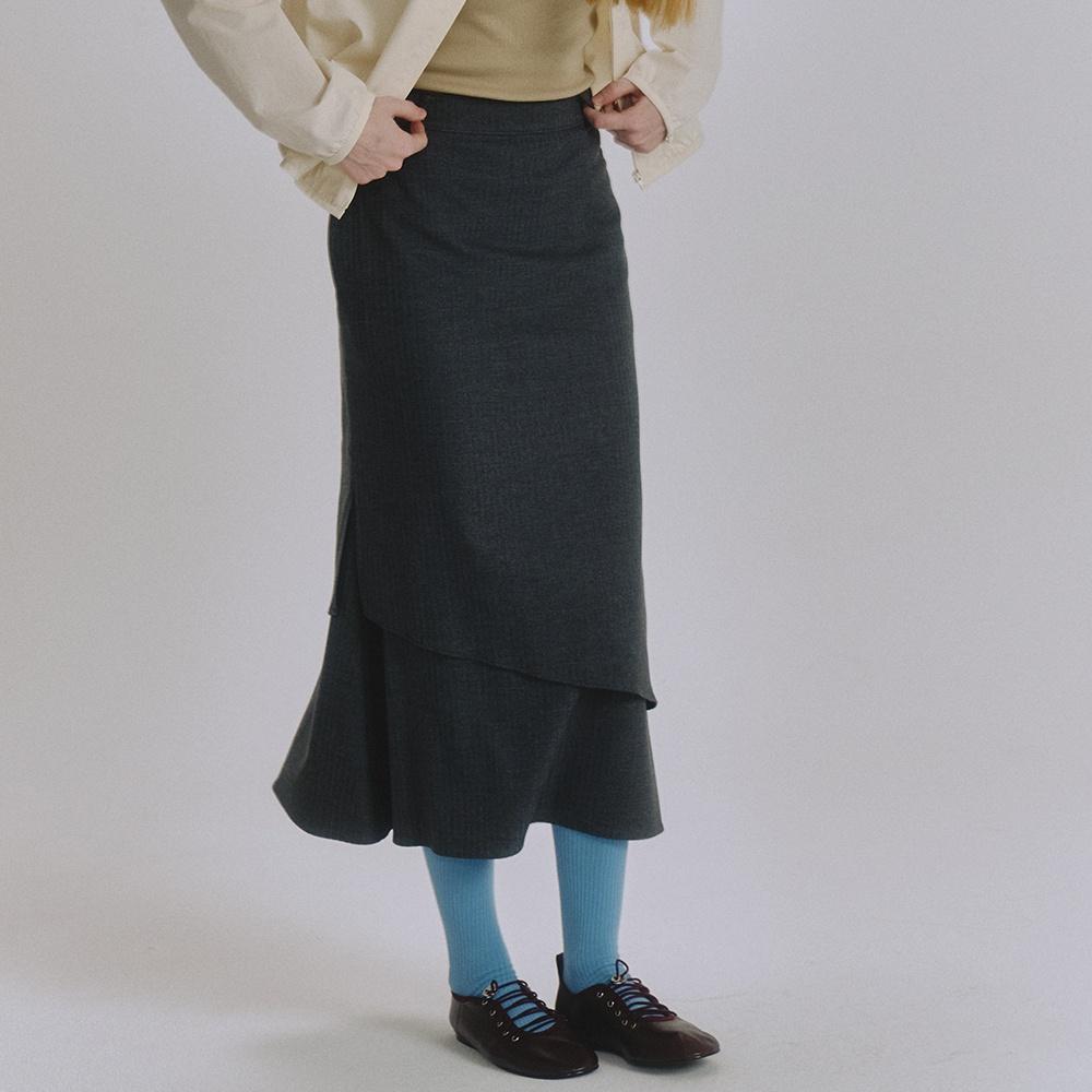 Classic double line skirt(gray)