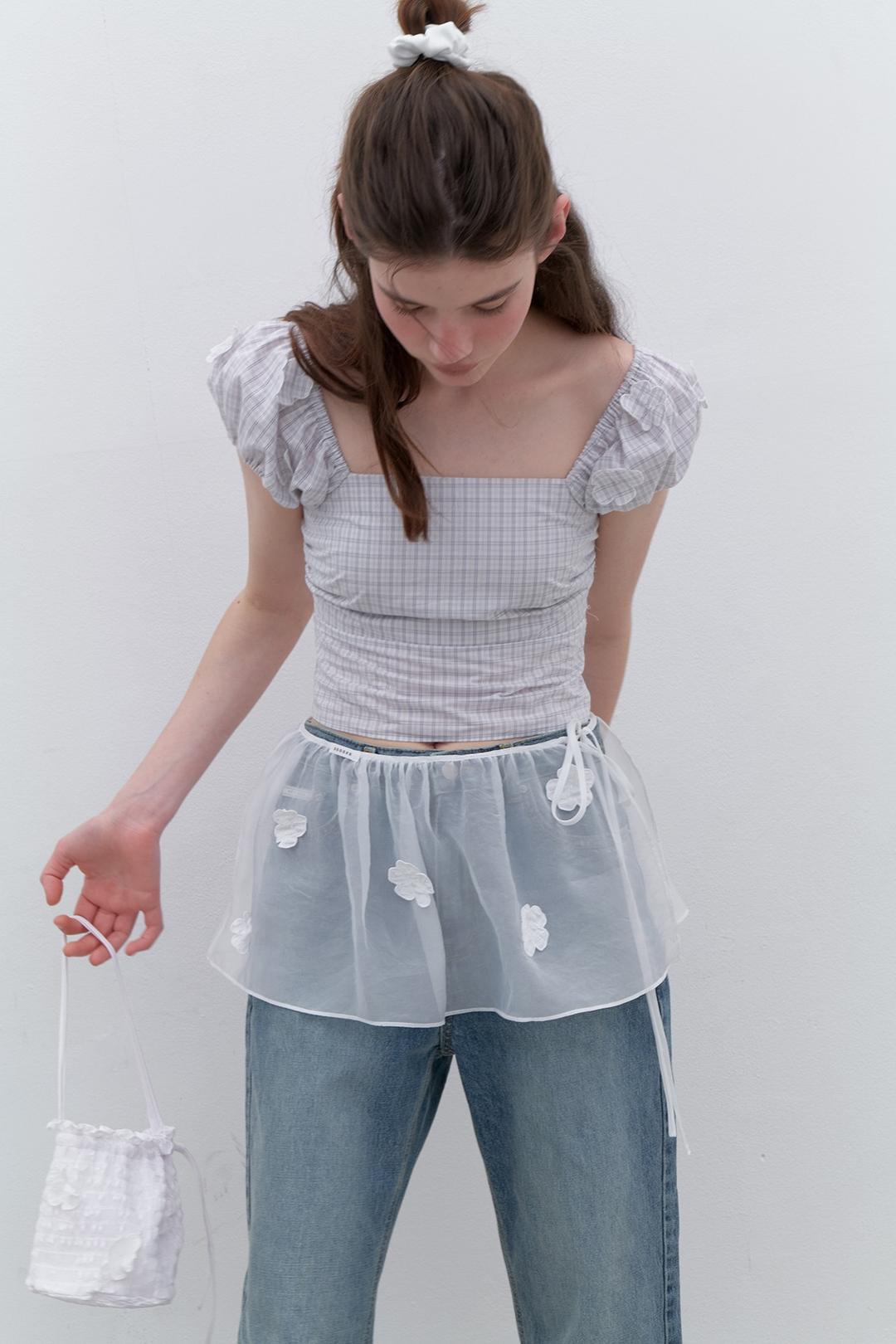 (3rd) Applique Layering Skirt (White)