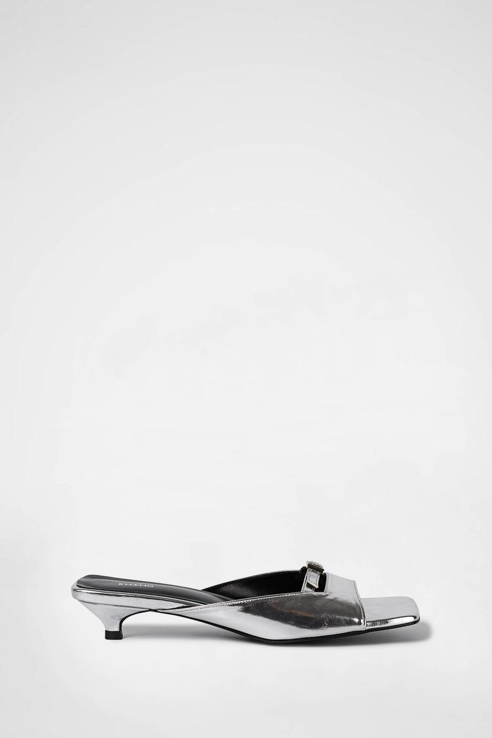 SQUARE BUCKLE MULES / SILVER