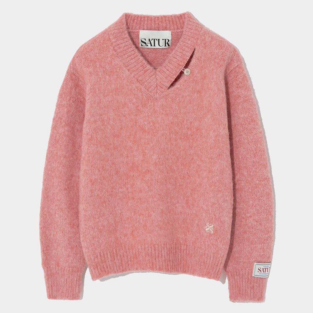 Essen Two Tone Mohair Pullover Knit Rose Pink
