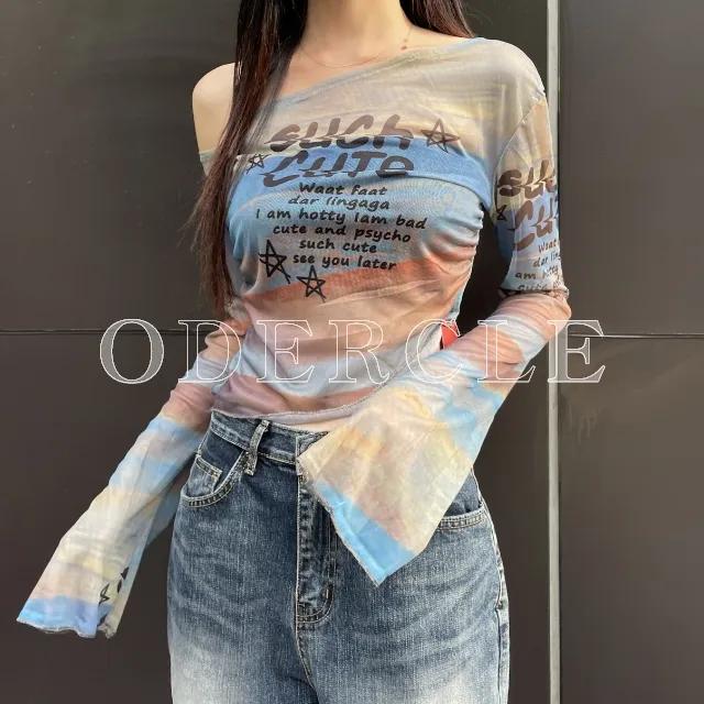 🔴빠른출고 (one color/하이틴) y2k 언발 시스루 크롭 빈티지 긴소매 티셔츠