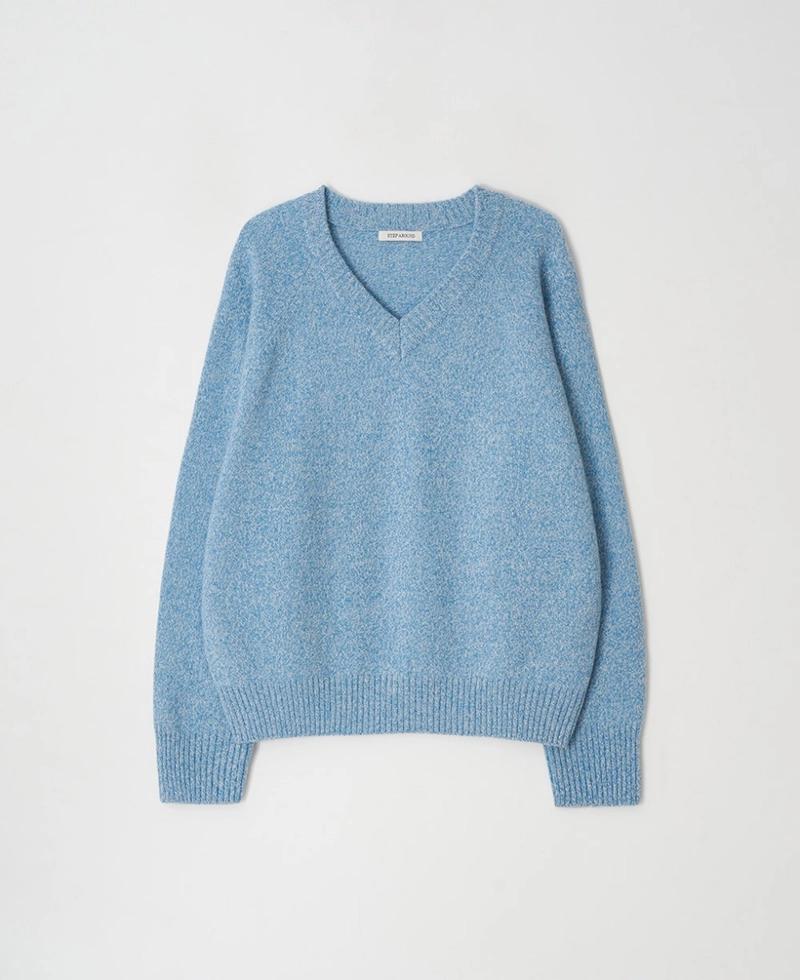 Step around - [2차] Cashmere reglan v neck knit_SOFT BLUE