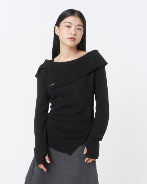 Folding layered knit BLACK