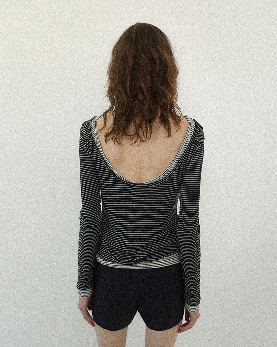[2차] [Exclusive] flétta Stripe Scoop Tee_4 Colors