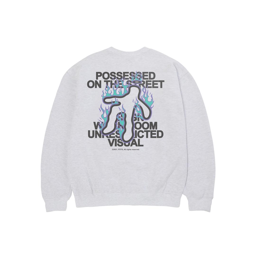 FIRE GHOST SWEATSHIRT (LIGHT GREY)