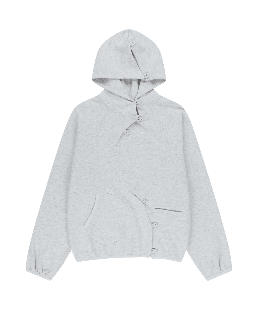 BUTTON HOODIE [WHITE MELANGE]