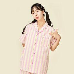 [버터샵] 시원한 스트라이프 시어서커 파자마 상하세트 L 공용 핑크