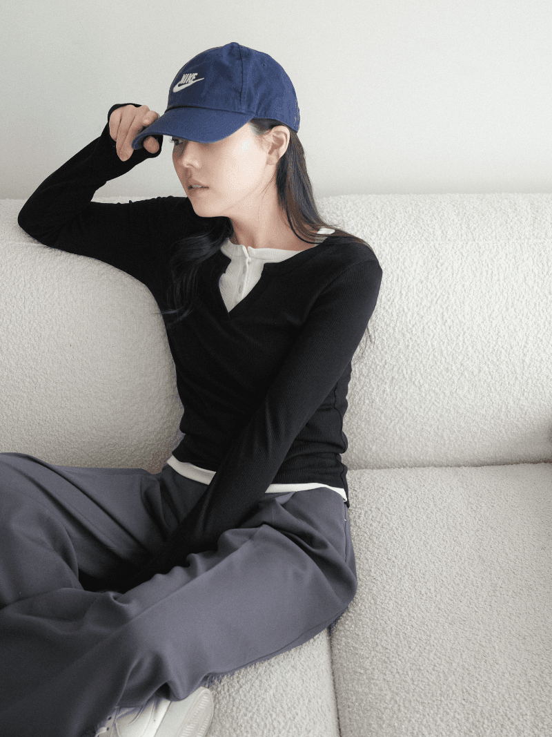 [NouArté] 이븐 레이어드 티셔츠 (블랙)