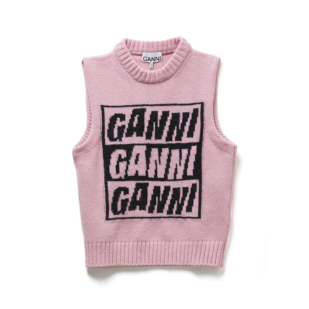 22FW 가니 자카드 니트 베스트 - 핑크 (K1762 571)
