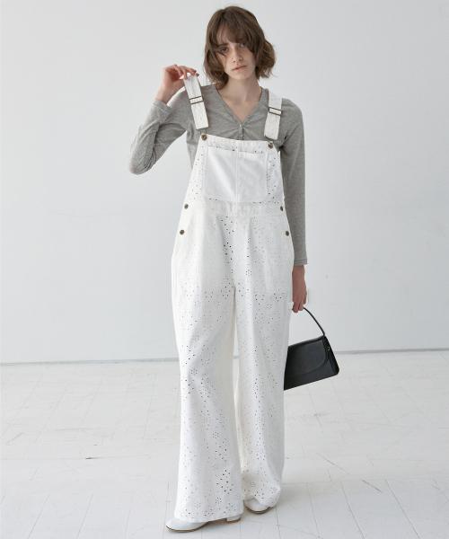 EYELET LACE OVERALLS