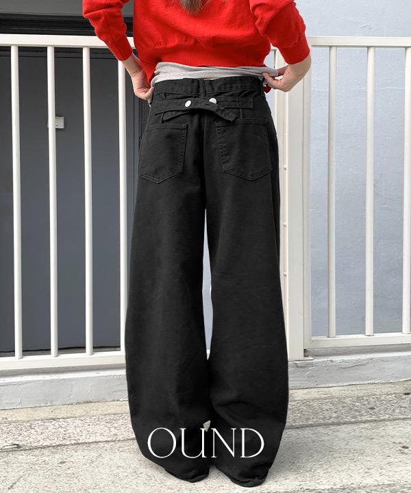 모어라운드 [단독] 🎬 [생지추가💖] [made/4size/남녀공용] 루트 백 크로스 버튼 롱 와이드 팬츠 -6color (데일리룩/S-XL/비조팬츠/가을팬츠/코튼팬츠/데님팬츠/빅사이즈]