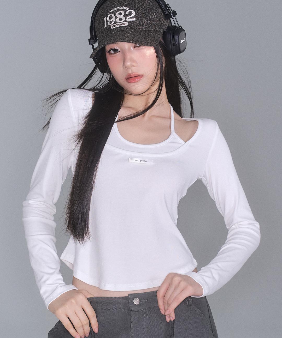 리사 리본 레이어드 롱 슬리브 탑 [WHITE]