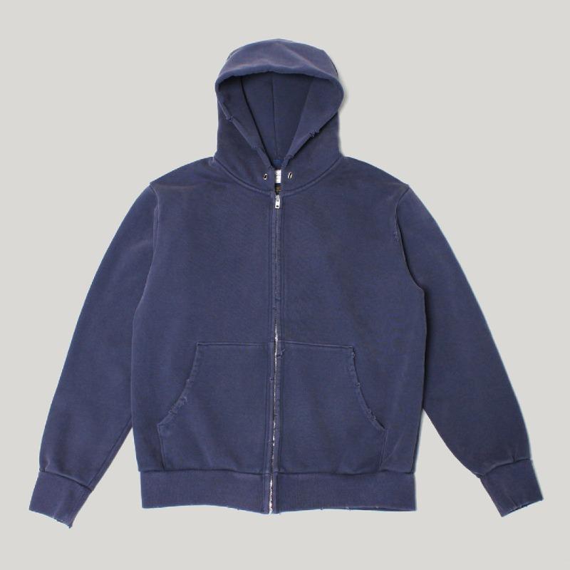 VINTAGE DISTRESSED HEAVY SWEAT  ZIP HOODIE_NAVY